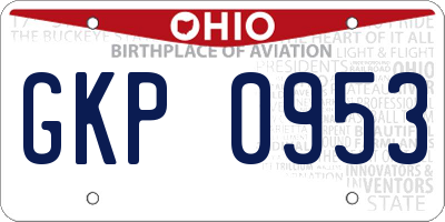 OH license plate GKP0953