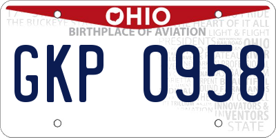 OH license plate GKP0958