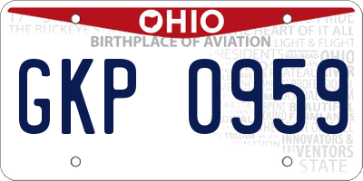 OH license plate GKP0959