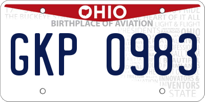 OH license plate GKP0983