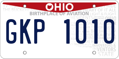 OH license plate GKP1010