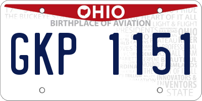OH license plate GKP1151
