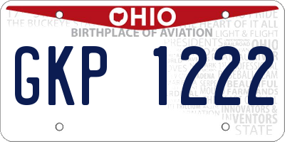 OH license plate GKP1222