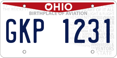 OH license plate GKP1231