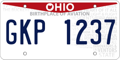 OH license plate GKP1237