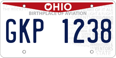 OH license plate GKP1238