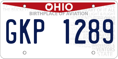 OH license plate GKP1289