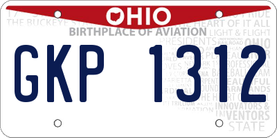 OH license plate GKP1312
