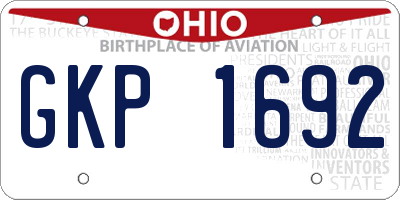 OH license plate GKP1692