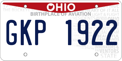 OH license plate GKP1922