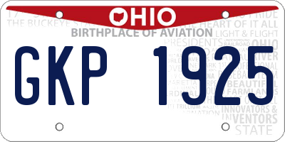 OH license plate GKP1925