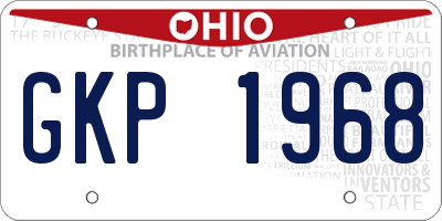 OH license plate GKP1968