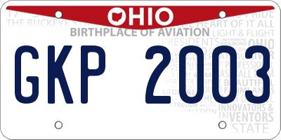 OH license plate GKP2003