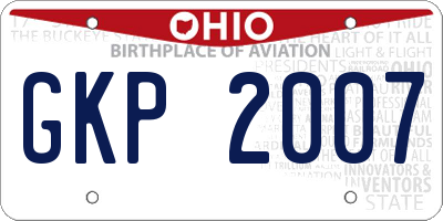 OH license plate GKP2007
