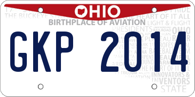 OH license plate GKP2014