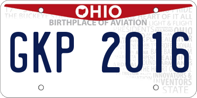 OH license plate GKP2016