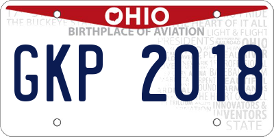 OH license plate GKP2018