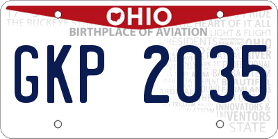 OH license plate GKP2035