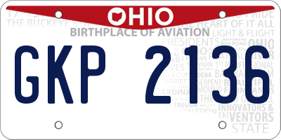 OH license plate GKP2136