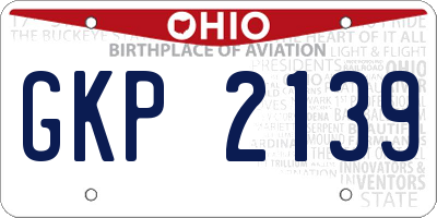 OH license plate GKP2139