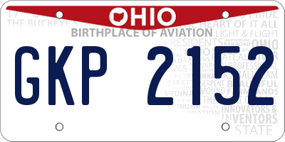 OH license plate GKP2152