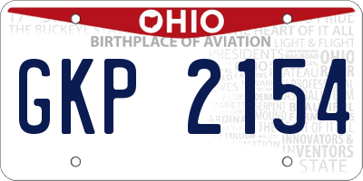 OH license plate GKP2154