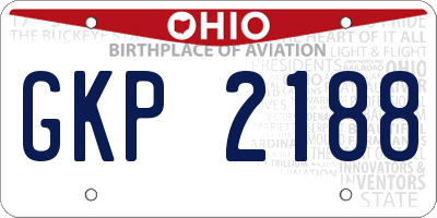 OH license plate GKP2188