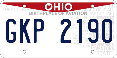 OH license plate GKP2190