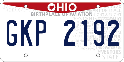 OH license plate GKP2192