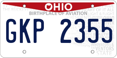 OH license plate GKP2355