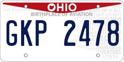 OH license plate GKP2478