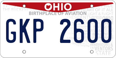 OH license plate GKP2600