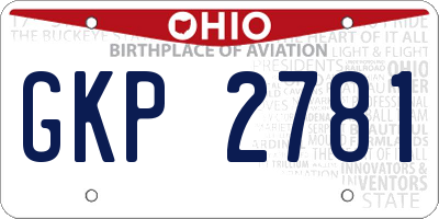 OH license plate GKP2781