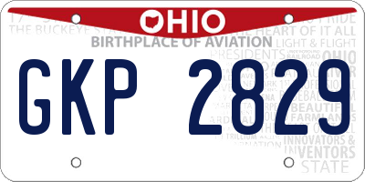 OH license plate GKP2829