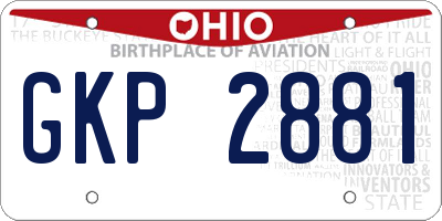 OH license plate GKP2881