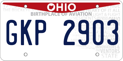 OH license plate GKP2903