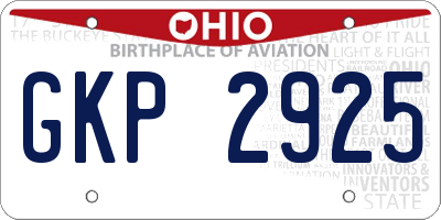 OH license plate GKP2925