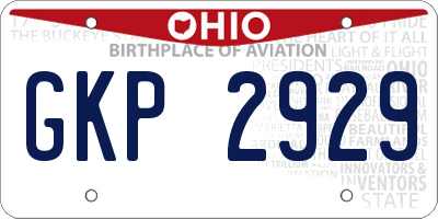 OH license plate GKP2929