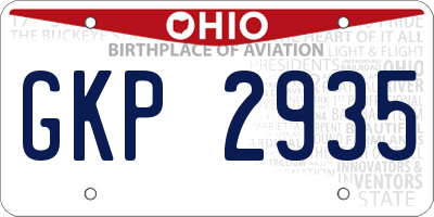 OH license plate GKP2935