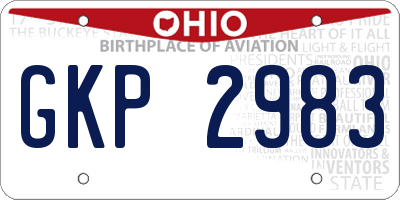 OH license plate GKP2983