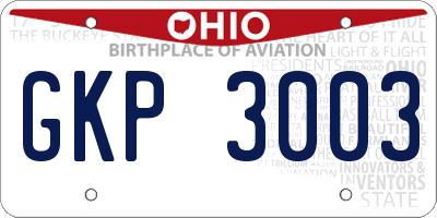 OH license plate GKP3003