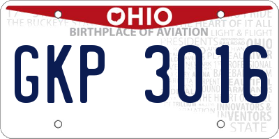 OH license plate GKP3016
