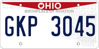 OH license plate GKP3045