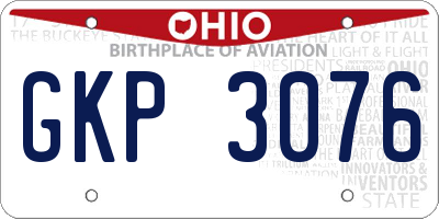 OH license plate GKP3076