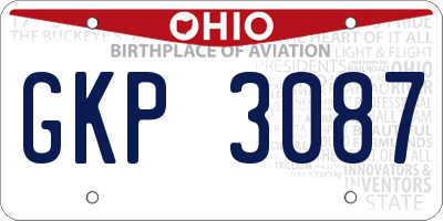 OH license plate GKP3087