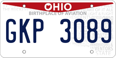 OH license plate GKP3089