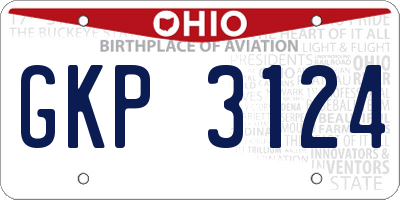 OH license plate GKP3124