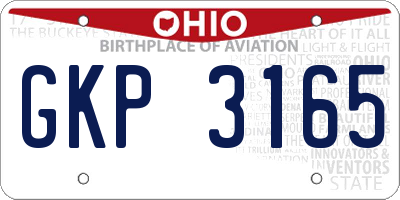 OH license plate GKP3165