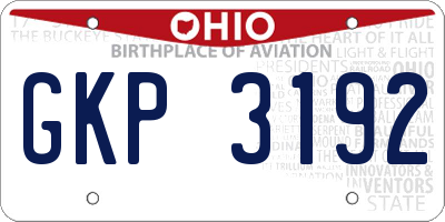 OH license plate GKP3192