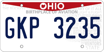 OH license plate GKP3235